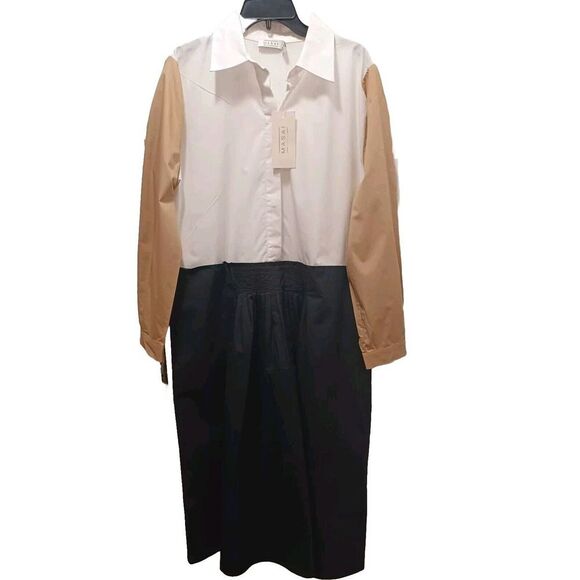 MASA Neja Colorblock Shirt Dress 100% Cotton Lightweight Long Sleeve XXL - Picture 2 of 9